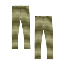 BIRKHOLM 2-Pak Stribede Rib Leggings Oliven Grøn & Salvie Grøn